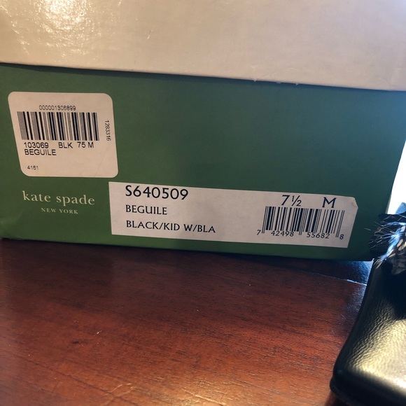 Kate Spade Black Beguile heels with feather. - Picture 6 of 7